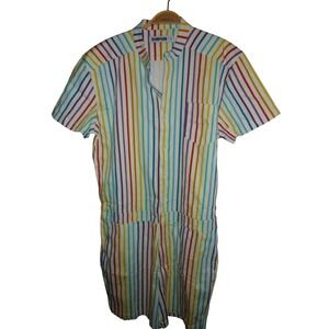 NEW ACED Design ROMPHIM Multicolor Striped Shortalls Romper Jumpsuit Men L